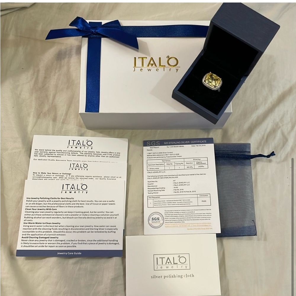 Italo Yellow Sapphire Gem 925 Sterling Silver Ring - Picture 5 of 7